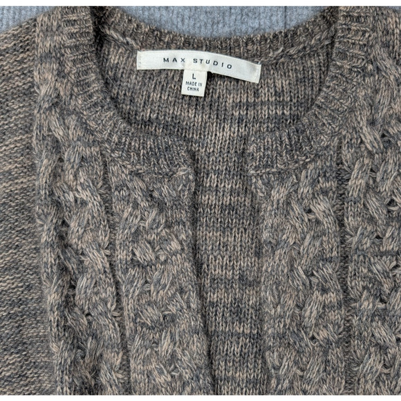Vintage Max Studio Cable Knit Cardigan Womens Large Angora Cottage Classic 90s - Picture 3 of 6